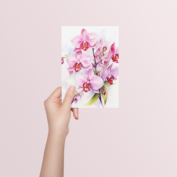 Watercolor Orchids Wall Art Illustration Print Poster Unframed - Picture 5 of 6